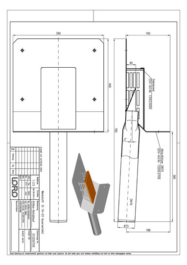 LORO Attika Direktablauf Serie 43 Wehrhöhe 40 mm, DN 70, Notablauf