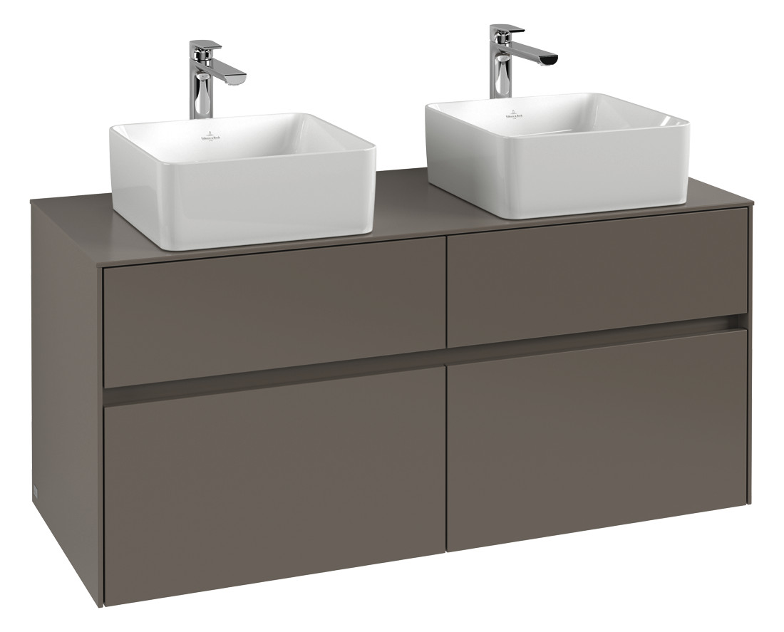 V&B Waschtischunterschrank Collaro 120x54,8x50cm, für 2 Waschtische, LED-Beleuchtung 8,8W, kansas oak