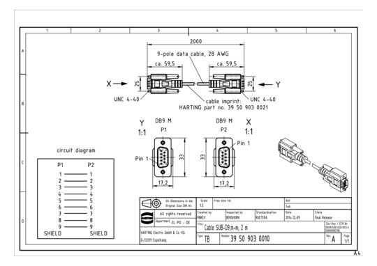 HART Leitung SUB-D9,m-m. 2 m 39509030010 