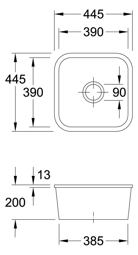V&B Unterbauspüle Cisterna 50 Ablaufgarnitur, mit Excenterbetätigung, fossil CeramicPlus