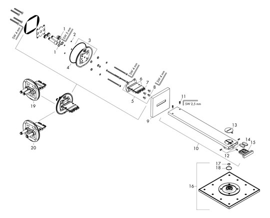 hansgrohe Kopfbrause Axor mit Brausearm, 300x300mm, 2jet, chrom