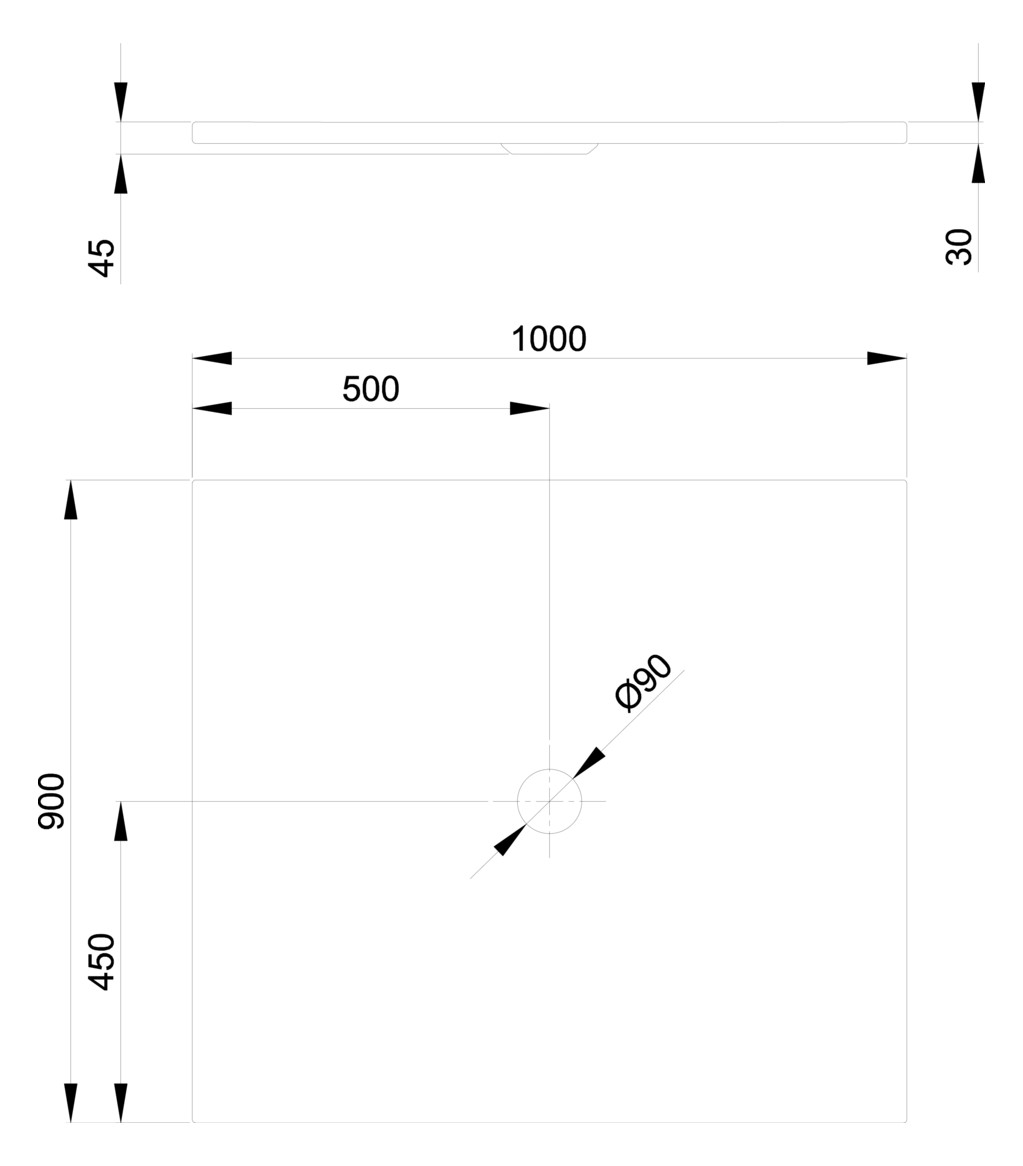 Duschfläche BetteFloor 1661 100x90cm, Mini-Wannenträger, flint