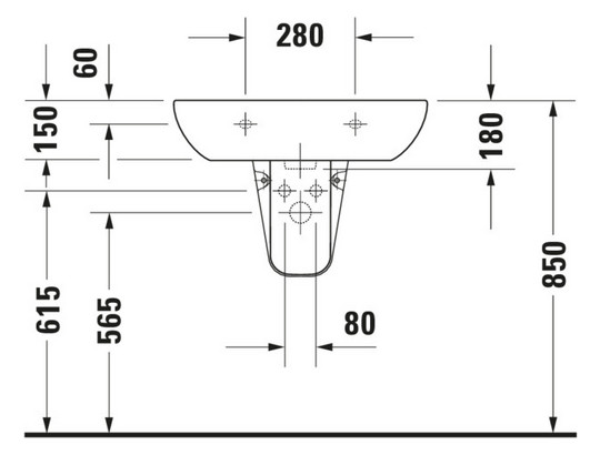 Duravit Waschtisch D-Code 65 x 50 cm, mit Hahnloch, Überlauf, Hahnlochbank, weiß
