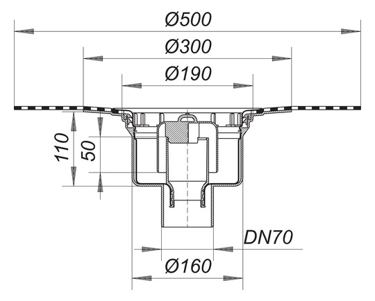 Dallmer Ablaufgehäuse 61 HT DallBit PP-NIRO Serie 15, DN 70, Innenauskleidung aus Edelstahl