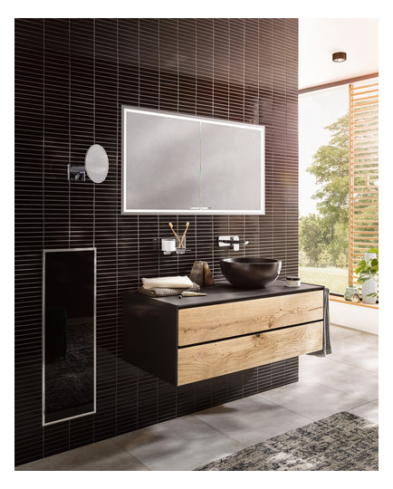 EMCO Unterputz-Lichtspiegelschrank prestige 2 815x666mm, aluminium, breite Tür rechts, ohne lightsystem