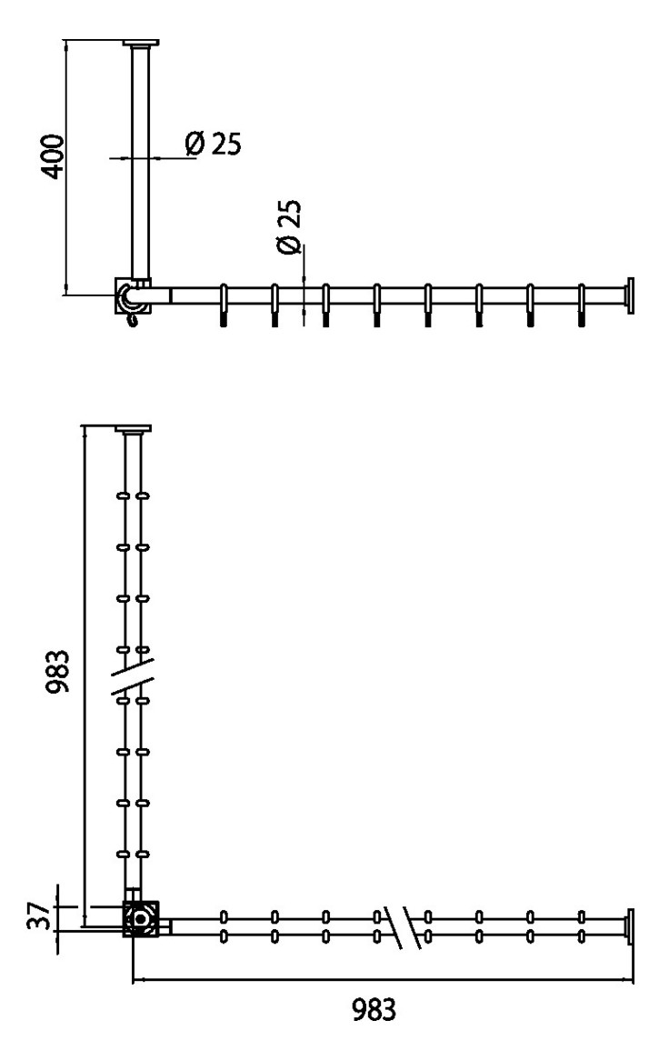 EMCO Duschvorhang-Set System 2 1000 mm, mit 20 Duschvorhangringen, chrom