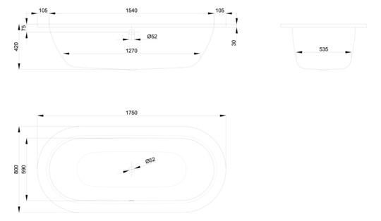 Badewanne BetteStarlet Oval 2680 175x80x42cm, ägäis