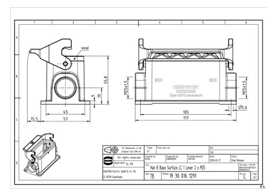 HART Sockelgehäuse 2xM25     19300161291 