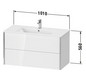 Duravit Waschtisch-Unterschrank XViu 101 x 48 x 56 cm, Eiche terra, 2 Schubkästen, wandhängend, schwarz matt