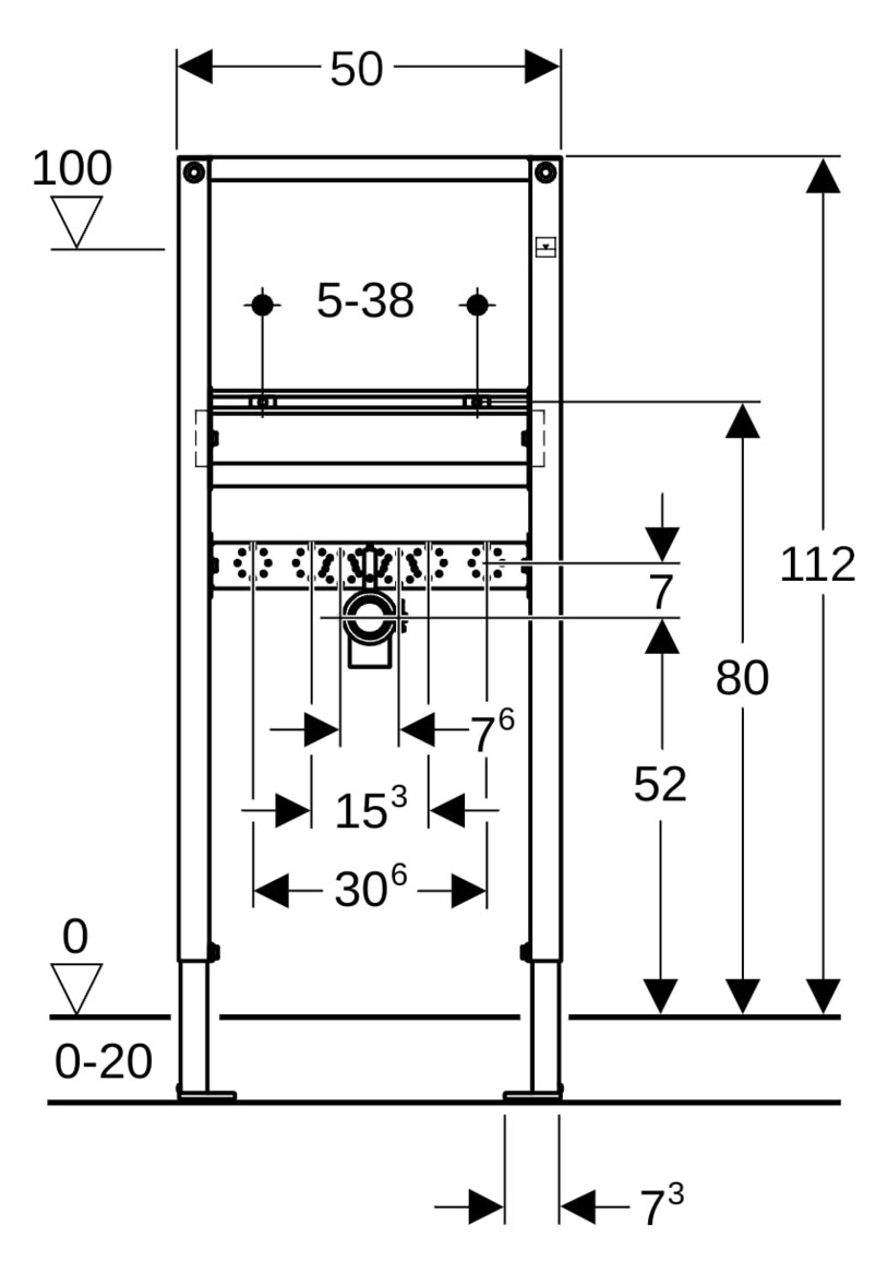 Geberit Waschtisch-Element Duofix BH 112 cm, für Standarmatur, für Trockenbau