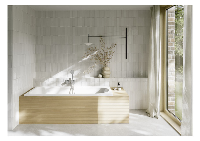 Badewanne BetteOcean Low-Line 8836 Antirutsch Sense, weiß, 170x80x38cm, Fußende rechts, Überlauf hinten