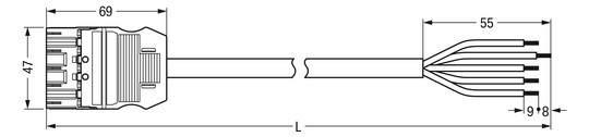 Systemverbindung 5p Serie 771 H05VV-F ws 2,5qmm 5x2,5qmm L5000mm Stecker fr.Ende