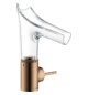 hansgrohe Waschtisch-Einhebelmischer Axor Starck V 140 mit Glasauslauf, unverschließbare Ablaufgarnitur, polished red gold