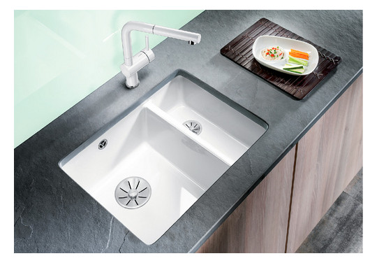 Blanco Becken Subline 350/150-U Keramik 56,7 x 45,6 cm, PuraPlus magnolia glänzend, für Unterbau