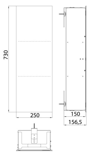 EMCO Unterputz-Schrankmodul Asis pure 730mm, 1 Tür, Türanschlag rechts, Glasfront, schwarz matt