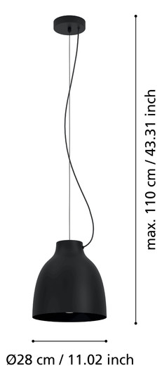 EGLO Hängeleuchte/1 E27 Schwarz   900158 