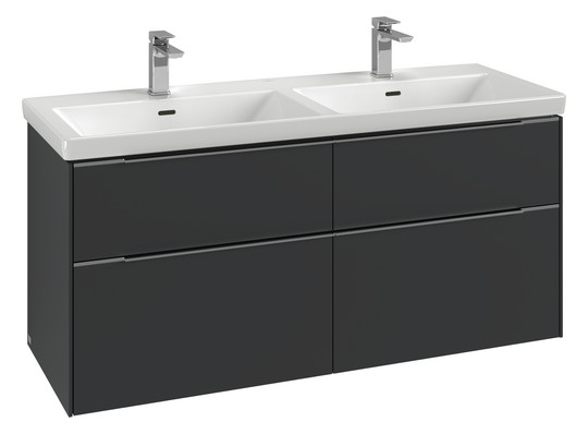 V&B Waschtisch-Unterschrank Subway 3.0 127,2x56,6x47,8cm, ohne LED/Griff Aluminium glänzend, kansas oak