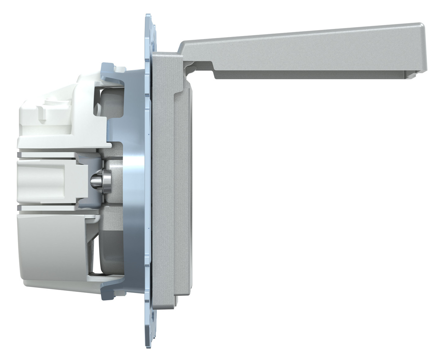 Steckdose 1f alu mt System M UP Klappd IP20