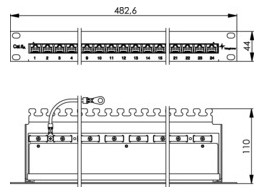 Patchpanel 24Ports 1HE Cat6A Schirm RAL7035 19Zoll-Einbau