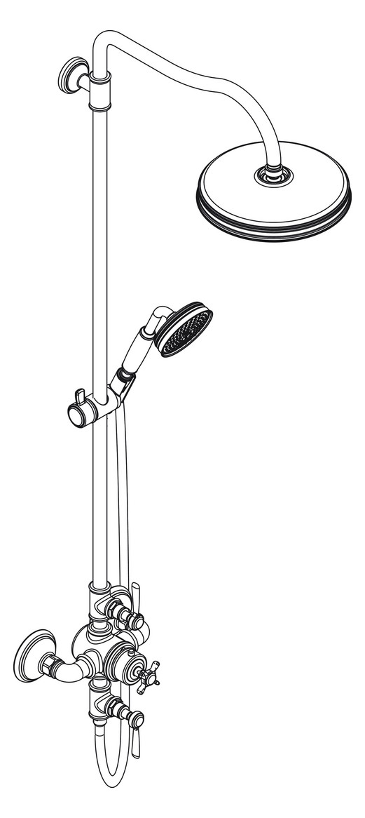 hansgrohe Showerpipe Axor Montreux mit Thermostat, Kopfbrause, 240mm, 1jet, polished black chrome