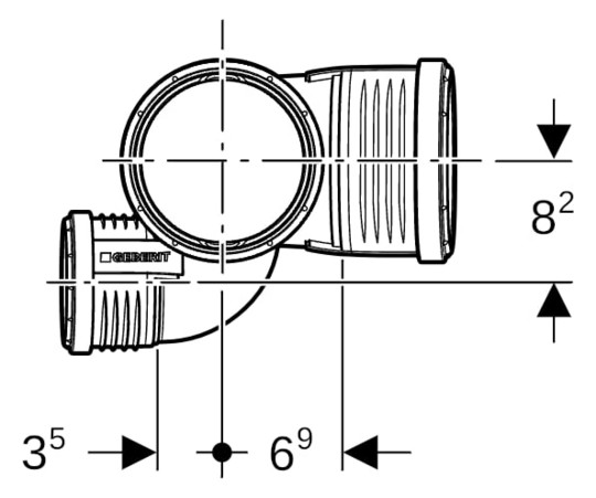 Geberit Schachtbogenabzweig Silent PP DN 90/75/90, 87,5Grad, rechts, schalloptimiert
