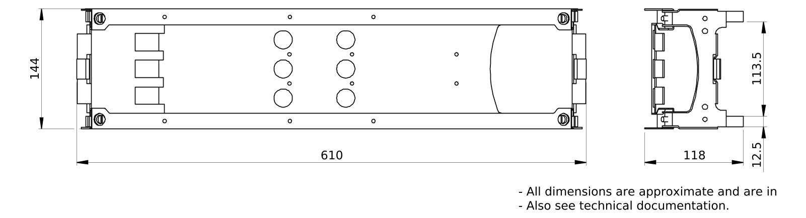 Montageplatte Verteiler ST pulverbesch 141x650mm