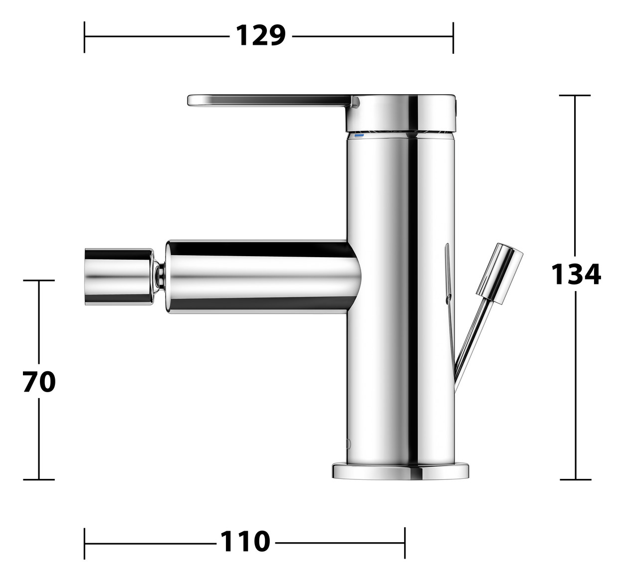 KEUCO Bidet-Einhebelmischer IXMO Flat Ausladung 110mm, mit Ablaufgarnitur, verchromt