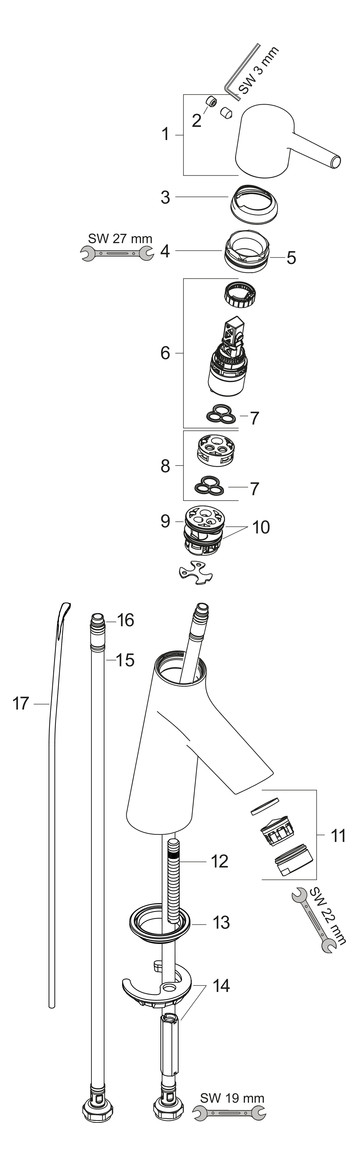 hansgrohe Waschtisch-Einhebelmischer 80 Talis S CoolStart mit Zugstangen-Ablaufgarnitur, chrom