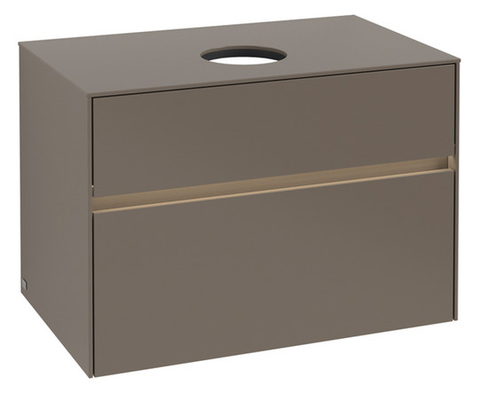 V&B Waschtischunterschrank Collaro 80x54,8x50cm, Waschtisch mittig, LED-Beleuchtung 5,7 W, truffle grey