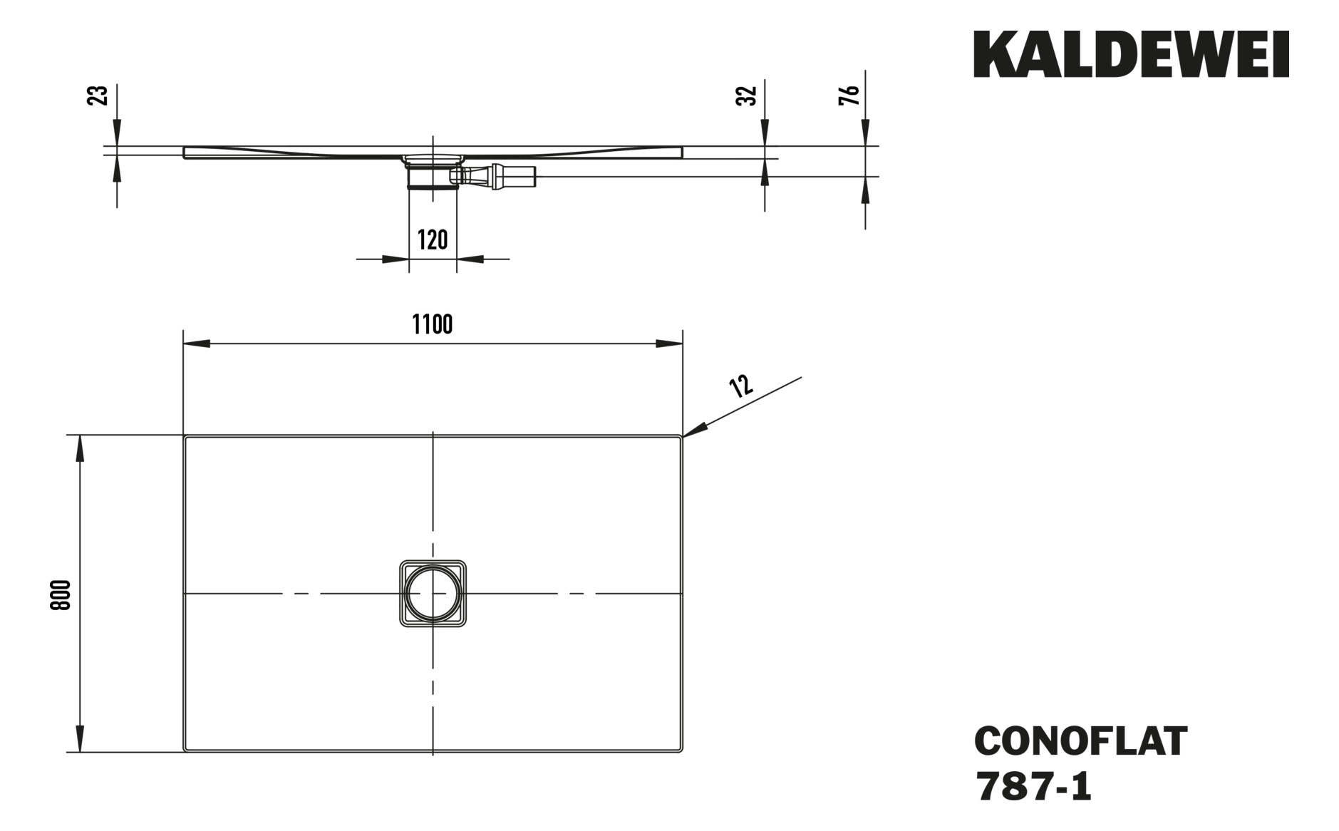 Kaldewei Duschfläche CONOFLAT 787-1 80x110cm, Vollantislip Perl-Effekt, bahamabeige