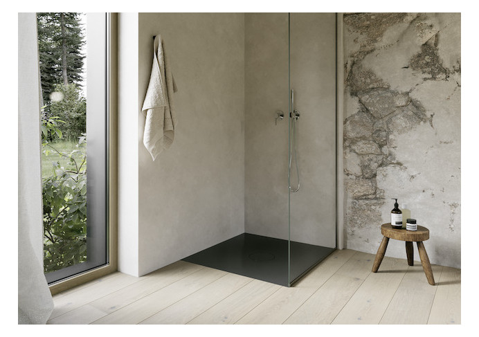 Bette Duschfliese BetteAir 1000 x 1000 mm, ebony, Rechteck, glasierter Titan-Stahl