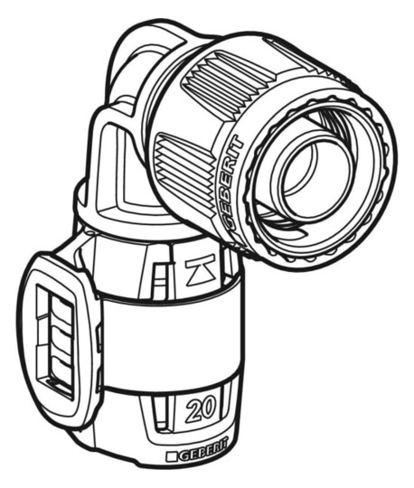 Geberit Übergangswinkel FlowFit mit Masterfix, Ø 20 mm, 90Grad