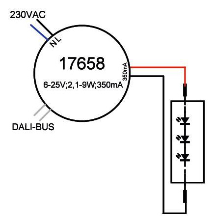 LED-Steuerung 1-9W 350mA 25V IP20 DALI Dimmung DALI Kstgeh dyn