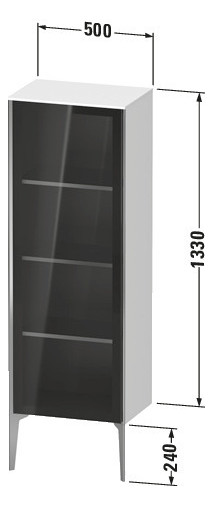 Duravit Halbhochschrank XViu 50x36x133cm, champagner matt, Glastür links, Eiche terra