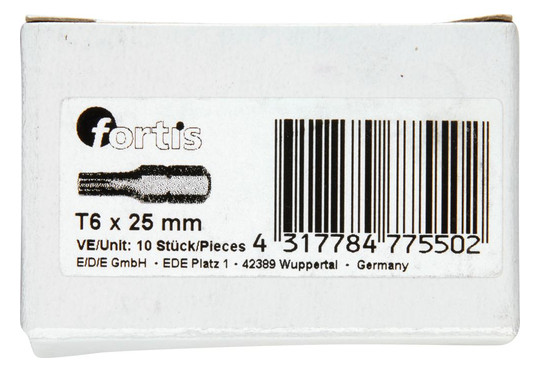 fortis-Bits für Torx-Schrauben - T6x25mm (10...