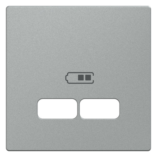 Zentralplatte USB 2f alu-si Klemmbef m.Aufdr aluminium-silber