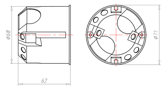 Verbindungsdose HW luftd Ø68x61mm Kst IP3X Ger/VerbDose/kast rnd