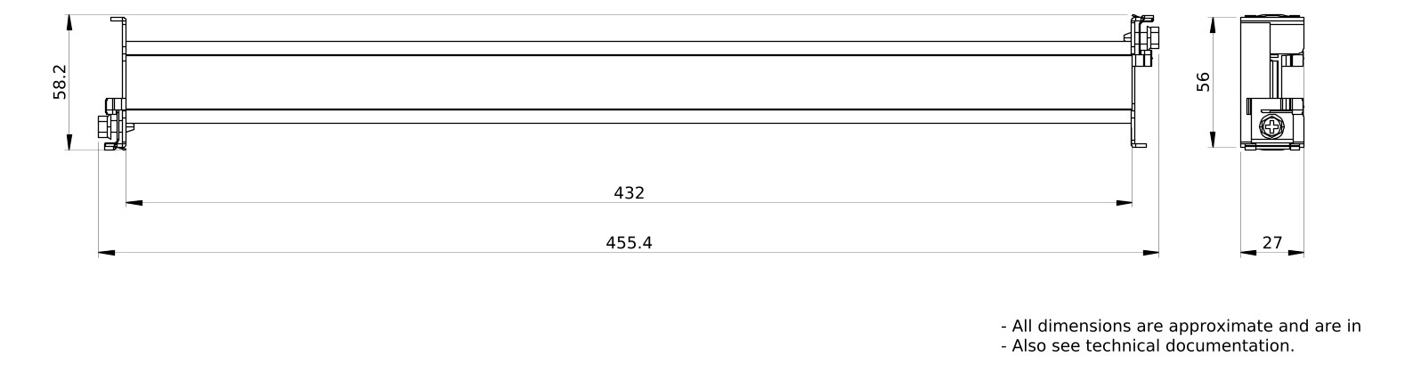 Tragschiene 58x467x97mm Metall
