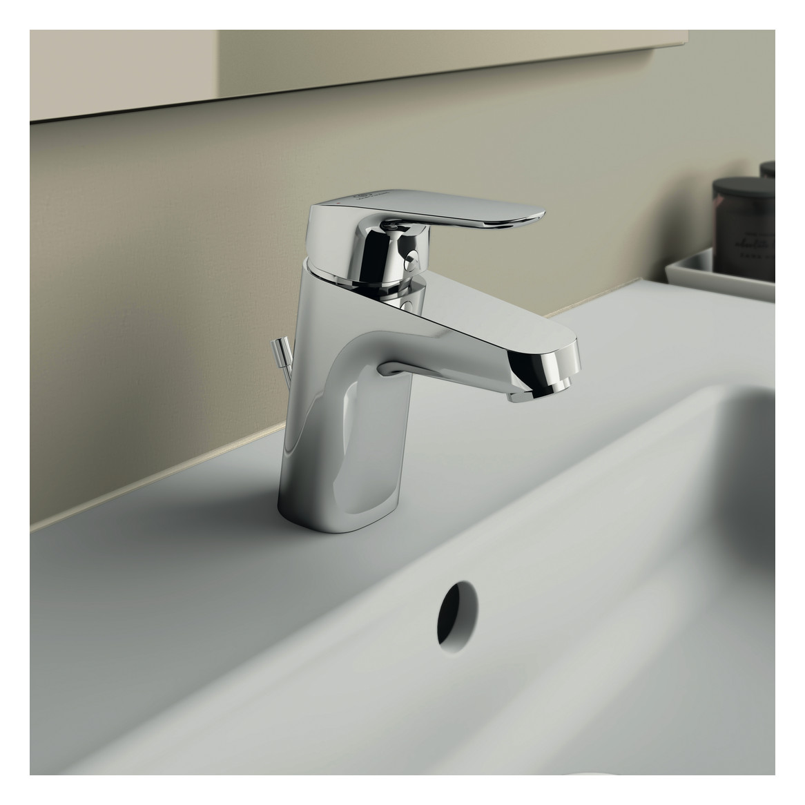 Ideal-Standard Waschtisch-Einhebelmischer CeraFlex mit Metall-Ablaufgarnitur, Ausladung 101mm, chrom