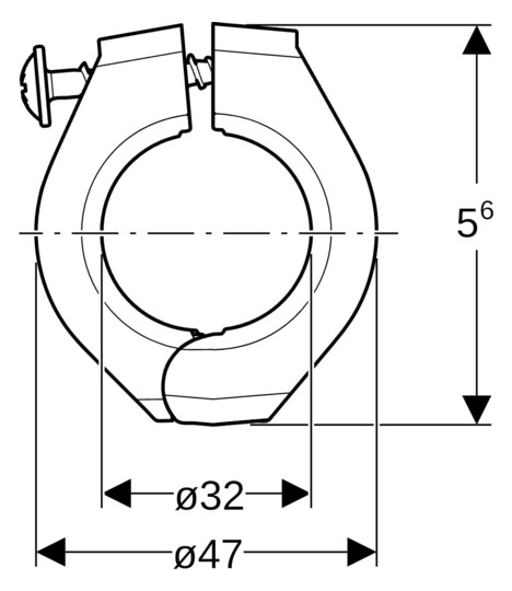 Geberit Fixpunktbefestigung FlowFit 32 mm, Breite 56 mm, 1-teilig