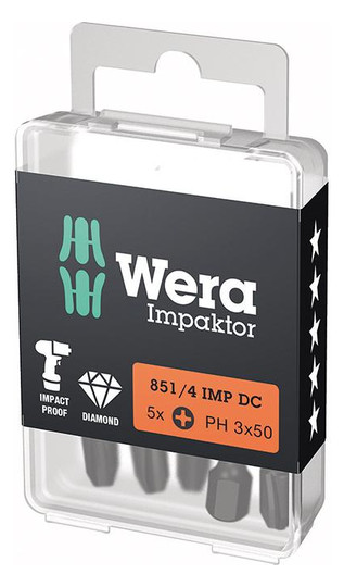 Wera-Impaktor-Bits Kreuzschlitz 851/4IMP DC - PH3x50 (5...