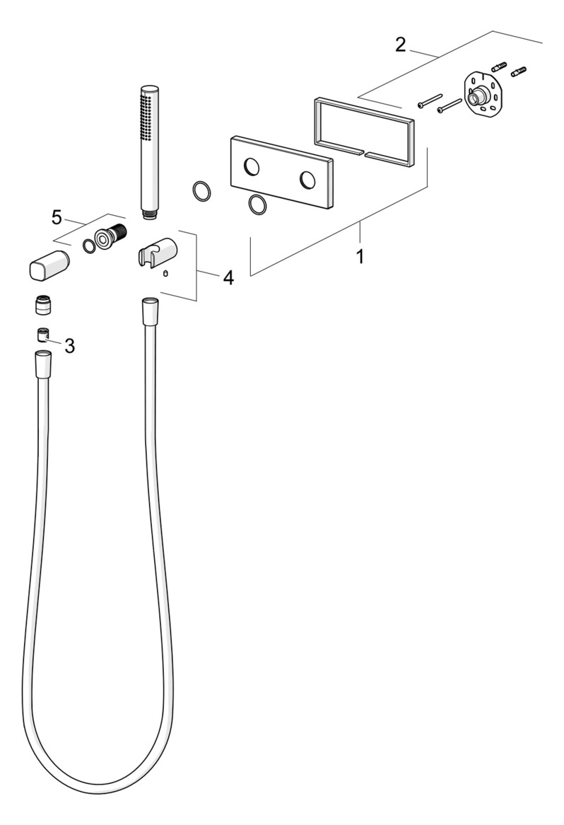 HANSA Brause-Set HANSALIVING 1-strahlig, mit Wandanschlussbogen, chrom