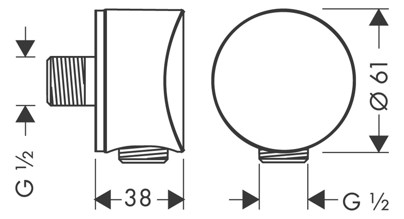 hansgrohe Wandanschluss Fixfit mit Rückflussverhinderer, polished gold optic