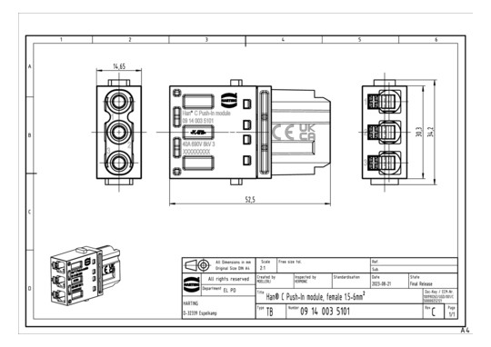HART Han  C Push-In module,  09140035101 