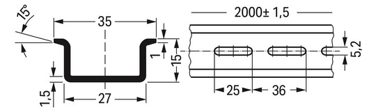 Tragschiene ST g/vz Serie 210 L2000mm Langl Hut_35/15mm