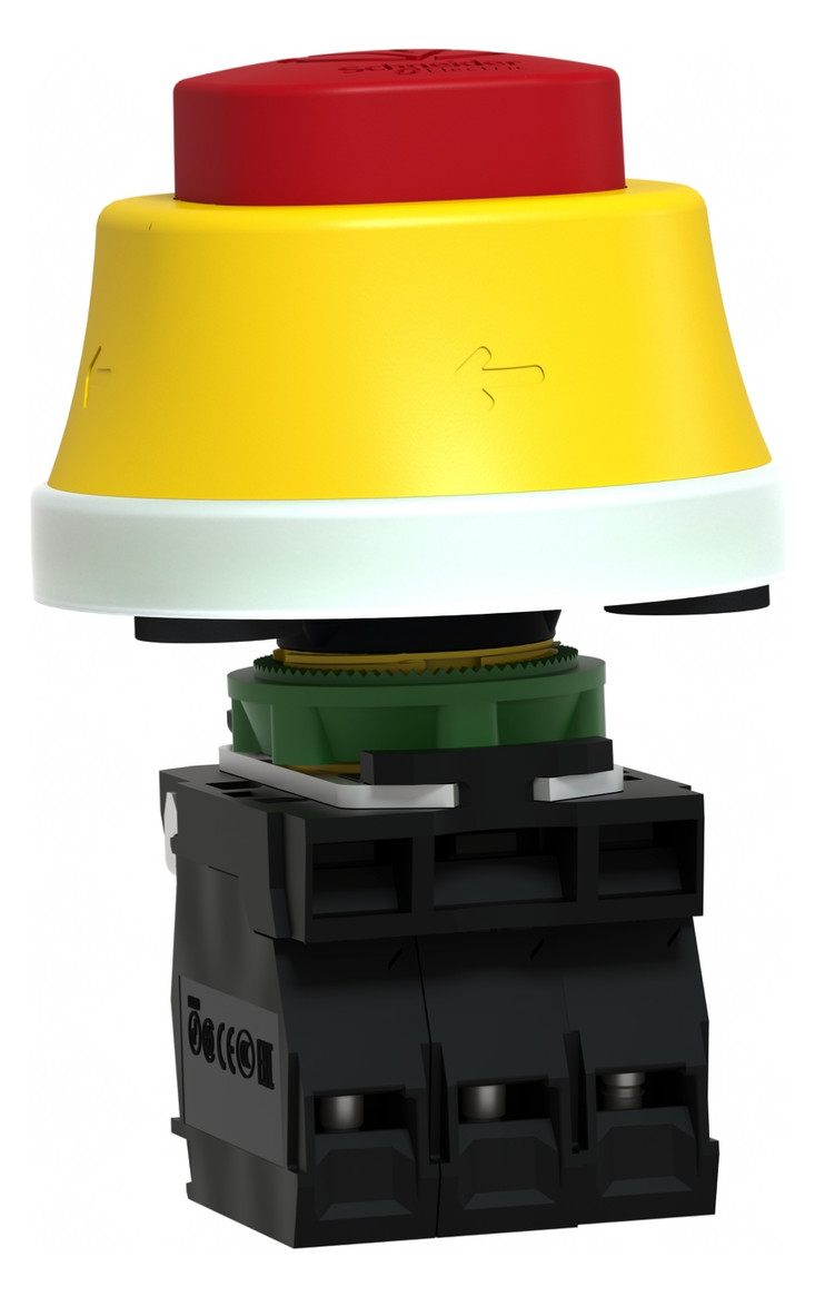 Not-Aus Taster EB IP66 Dreh 2S 1Ö m.Bel Ø22mm Einb Schraub