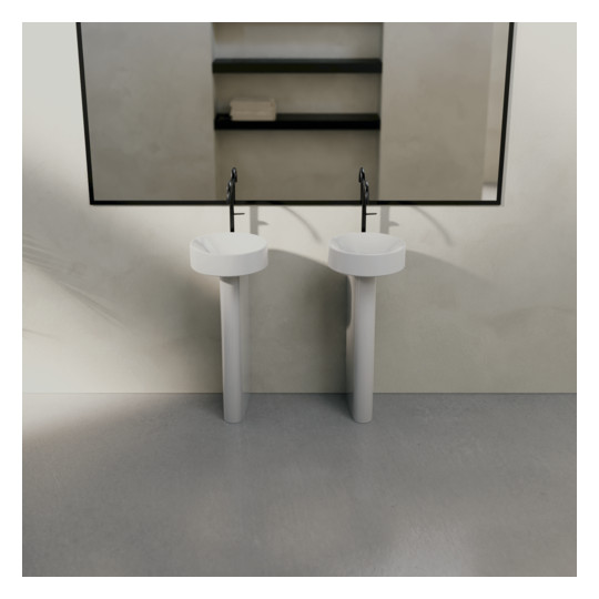 Waschtisch Pedestal BetteSuno d= 34x86,3cm, mit Hahnloch, silver
