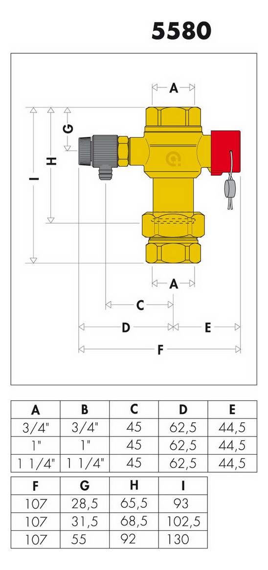 Caleffi Kappenventil 3/4", mit Entleerung, für Ausdehnungsgefäße