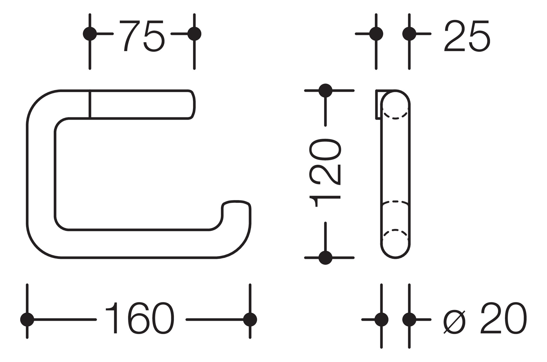 HEWI Toilettenpapierhalter 805 rechtwinklig gebogen, Edelstahl matt geschliffen