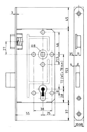 Bild Korr.Schloss Nr. 114 1/2 Falz PZW 18 rd. DIN ls KFV-2